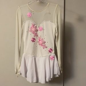 White Pink Floral Skating Dress